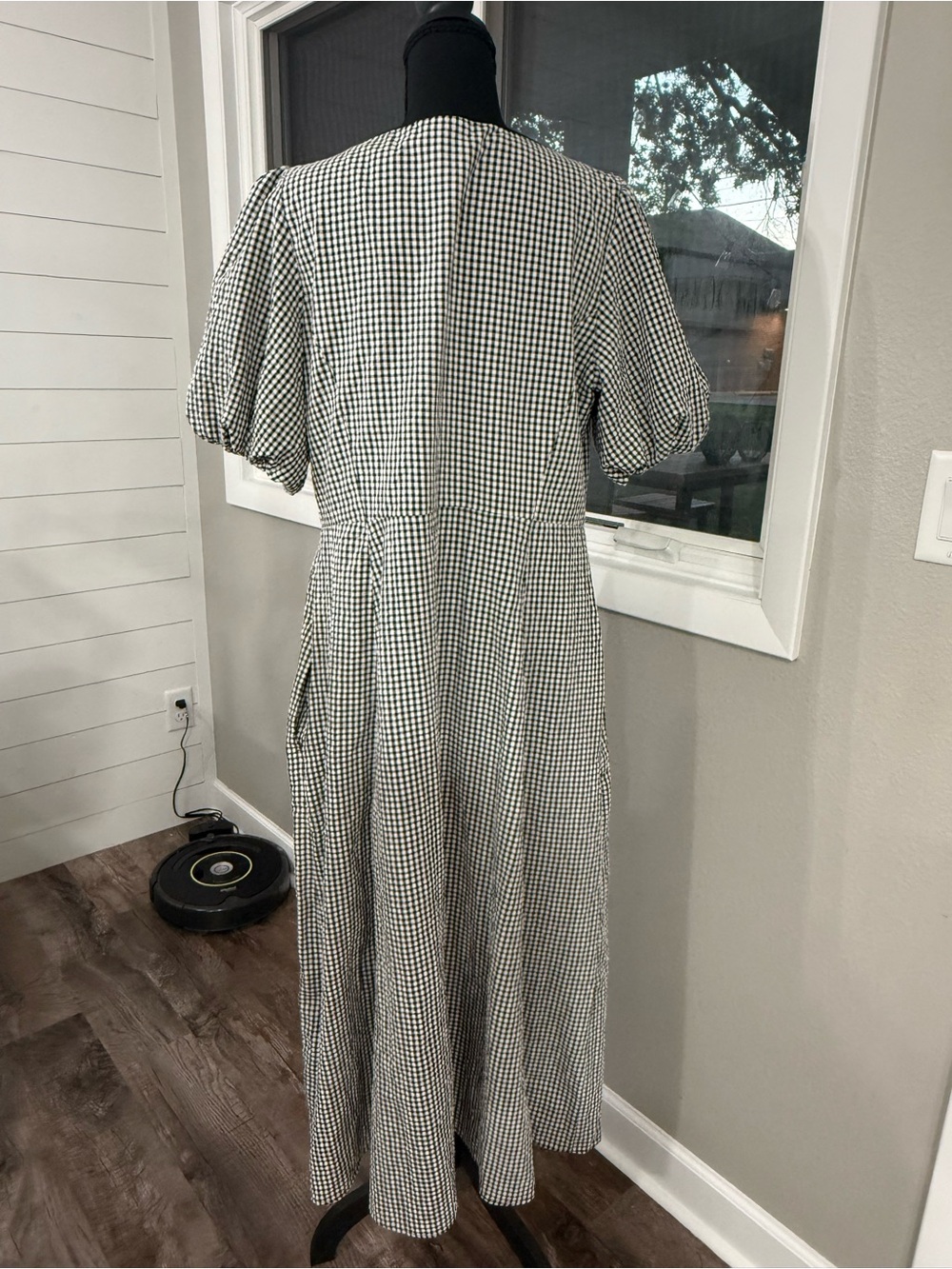 Nobody's Child Women's 12 Black White Check Gingham Puff Sleeve Dress - Picture 6 of 7